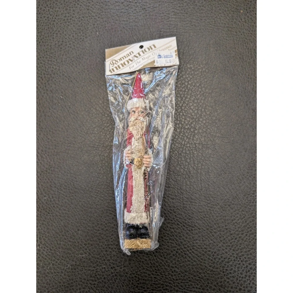 Vtg Pencil Santa Claus Folk Art Christmas Ornament Figurine Home Decor 7